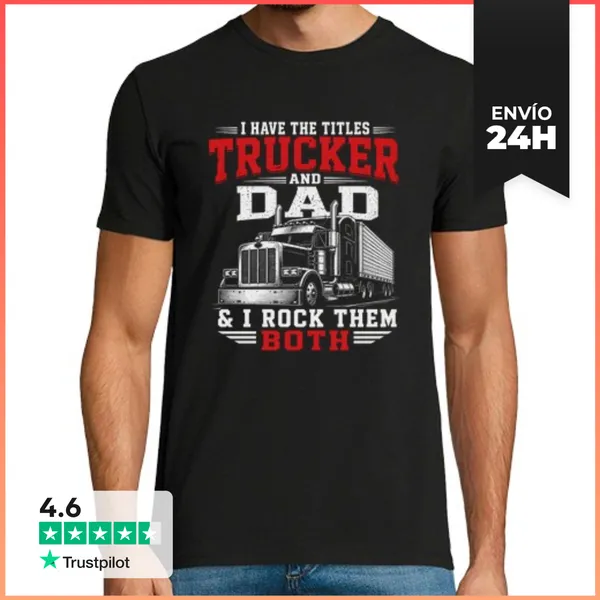 Camiseta Hombre Clásica Conductor De Camión Y Papá Los Dos Los