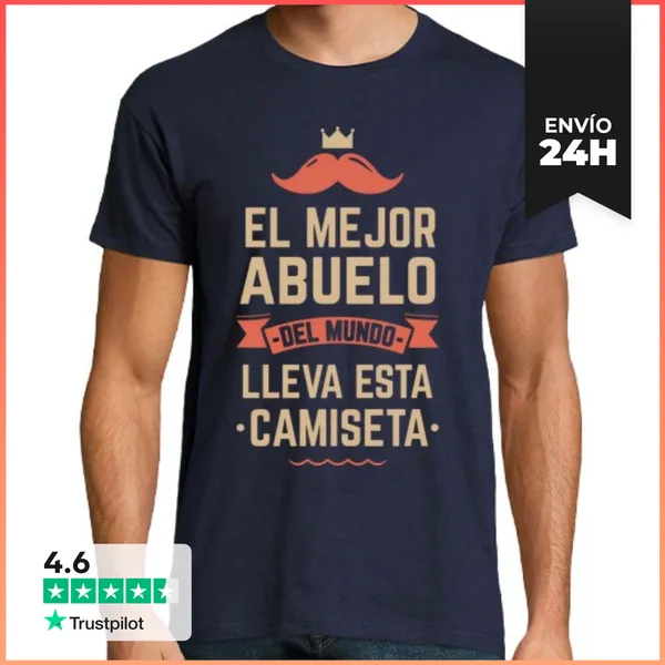 Camiseta Hombre Clásica El Mejor Abuelo Del Mundo Lleva Esta