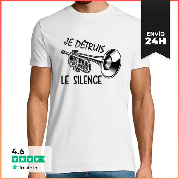 Camiseta Hombre Clásica Yo Destruyo Silencio Camiseta Trompeta