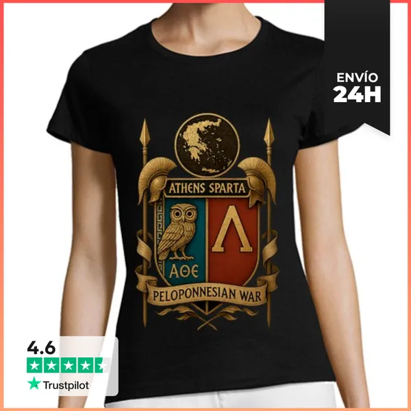 Camiseta Mujer Clásica Espartanos Guerra Del Peloponeso Espart