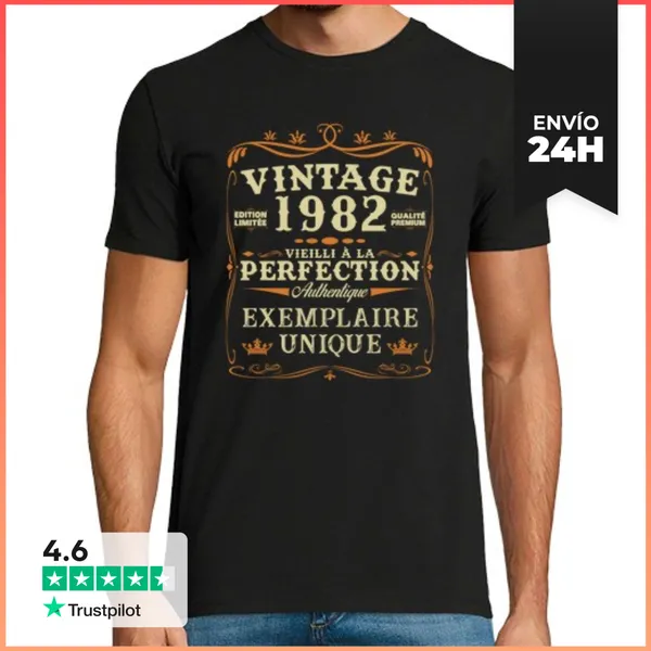 Camiseta Hombre Clásica 1982 Vintage Regalo De Cumpleaños