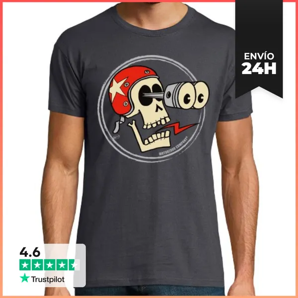 Camiseta Hombre Clásica Cráneo De Pistón LaTostadora
