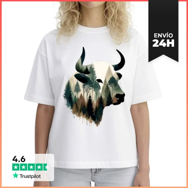 Camiseta Mujer Boxy TORO BOSQUE LaTostadora