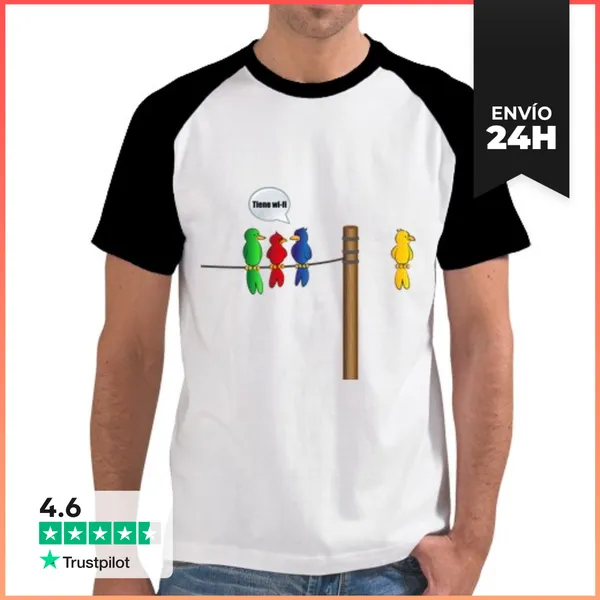Camiseta Hombre, Estilo Béisbol Pájaro Inalámbrico LaTostadora