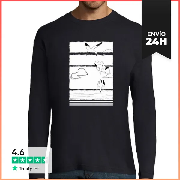 Camiseta Hombre Manga Larga Aves LaTostadora