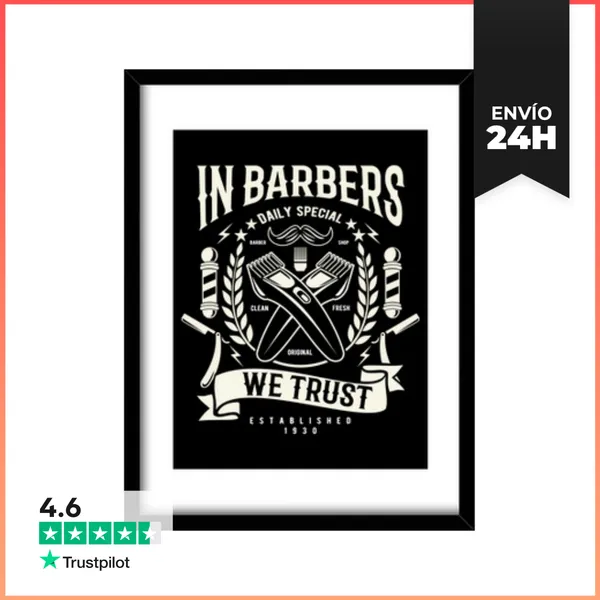 Cuadro Con Marco Vertical In Barbers We Trust LaTostadora