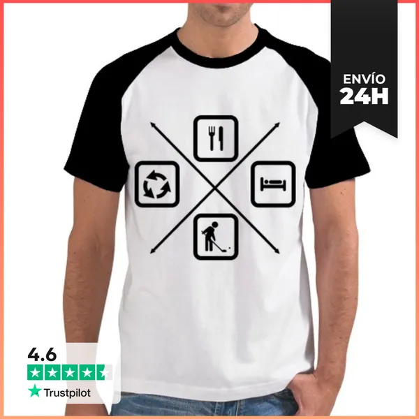 Camiseta Hombre, Estilo Béisbol El Ciclo De Vida Del Golfista