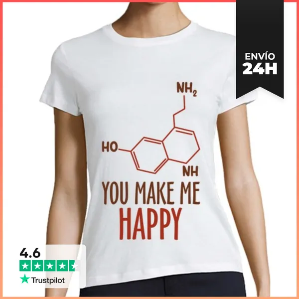 Camiseta Mujer Clásica Molécula De Serotonina De La Felicidad