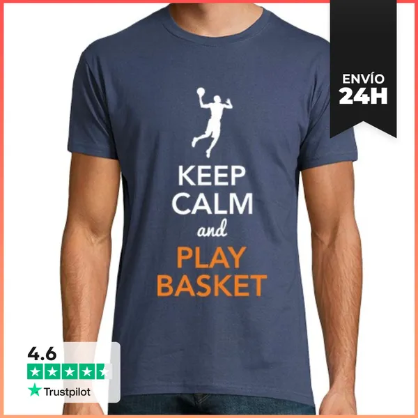 Camiseta Hombre Clásica Keep Calm And Play Basket (Hombre)
