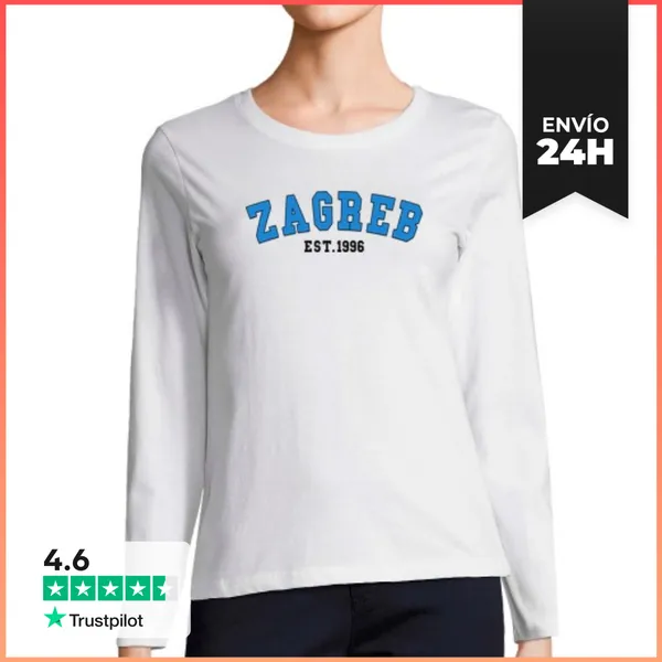Camiseta Mujer Manga Larga Zagreb Est 1996 LaTostadora
