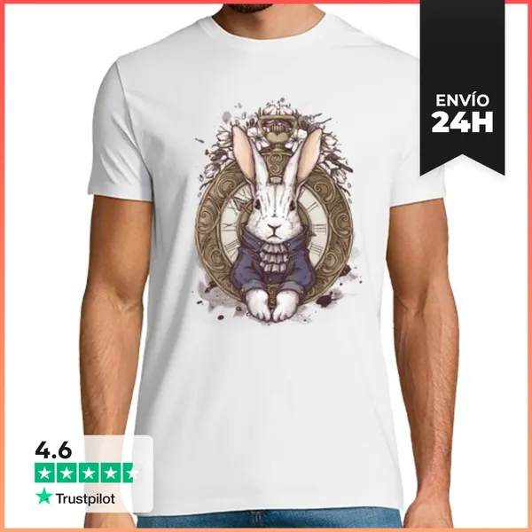 Camiseta Hombre Clásica El Conejo Blanco LaTostadora