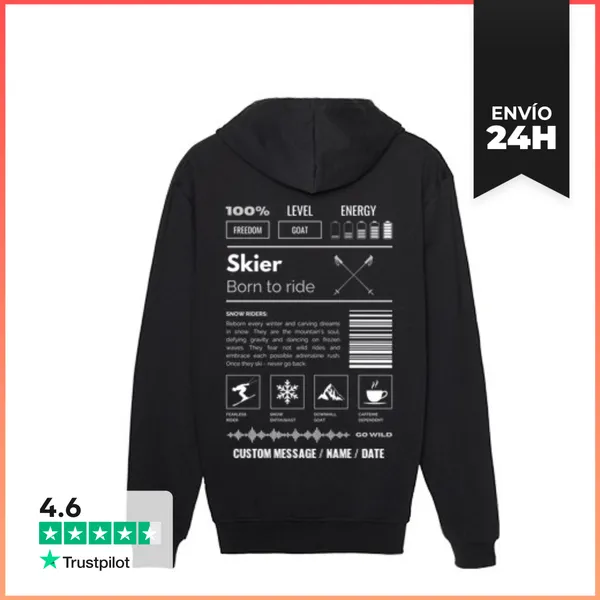 Sudadera Unisex Con Capucha SKIER 1 - TEXTO PERSONALIZADO