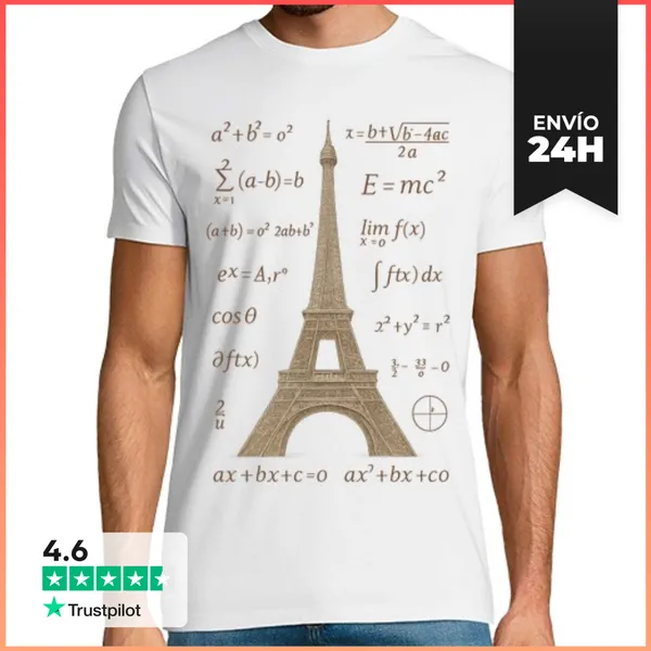 Camiseta Hombre Clásica Matemáticas Torre Eiffel Investigador