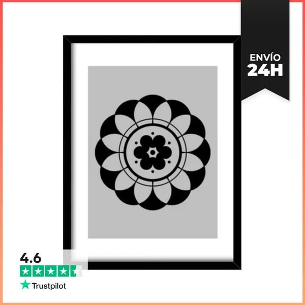 Cuadro Con Marco Vertical Mandala De Flores En Círculo De Cultivo