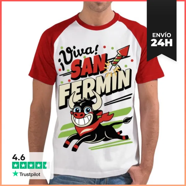Camiseta Hombre, Estilo Béisbol Viva San Fermín LaTostadora