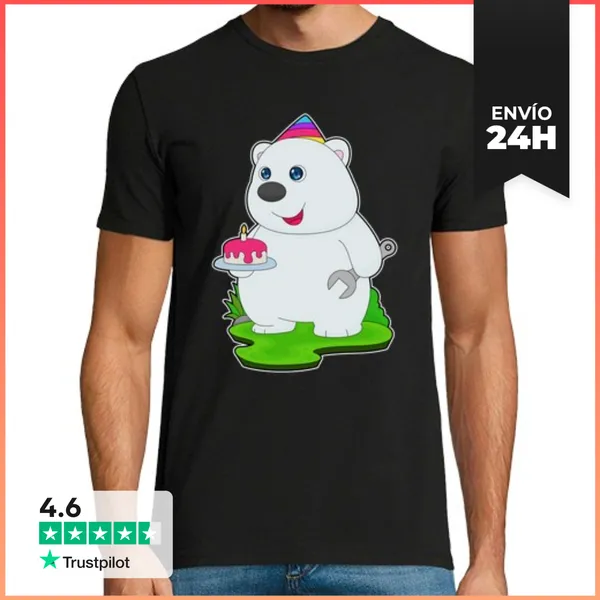 Camiseta Hombre Clásica Mecánico De Cumpleaños De Oso Polar