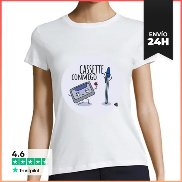 Camiseta Mujer Clásica Cassette Conmigo LaTostadora