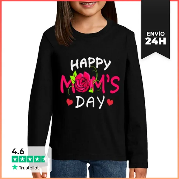 Camiseta Manga Larga Para Niños Feliz Día De Las Madres 2022