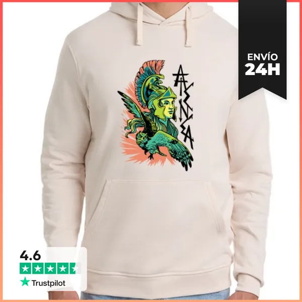 Sudadera Unisex Con Capucha Mitología Griega Atenea LaTostadora
