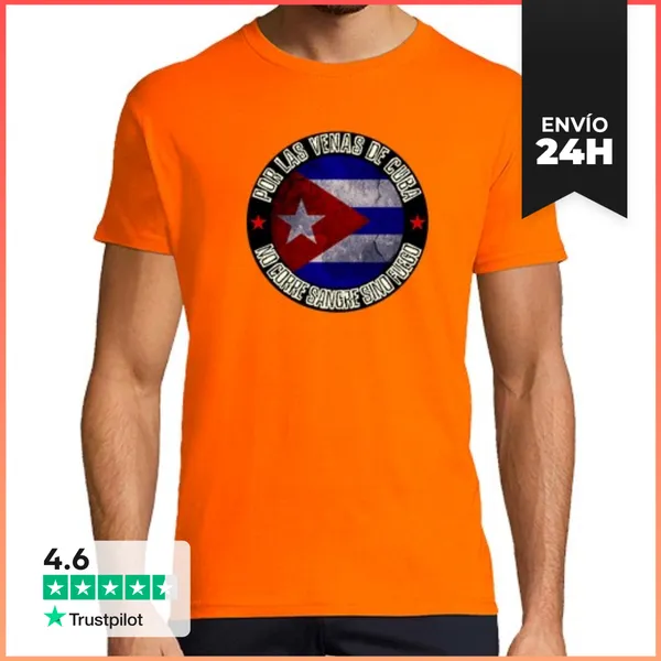 Camiseta Hombre Clásica Escudo Bandera De Cuba LaTostadora