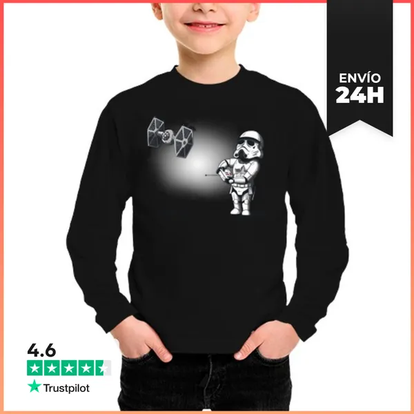Camiseta Manga Larga Para Niños Drone Starfighter LaTostadora