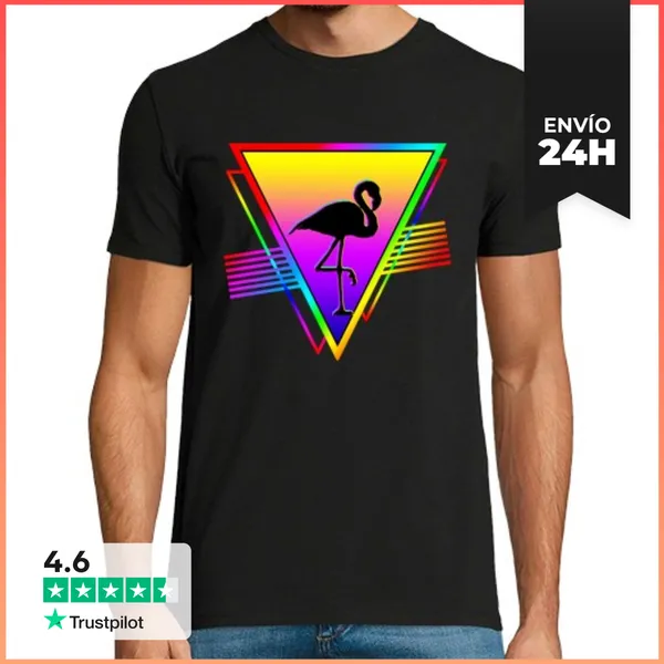 Camiseta Hombre Clásica Flamenco De Neón Retro LaTostadora