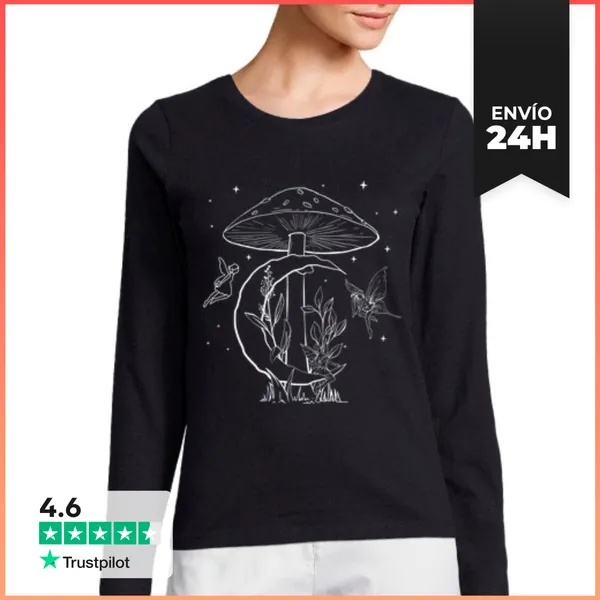 Camiseta Mujer Manga Larga Estética Fairycore Núcleo Fairy Grunge