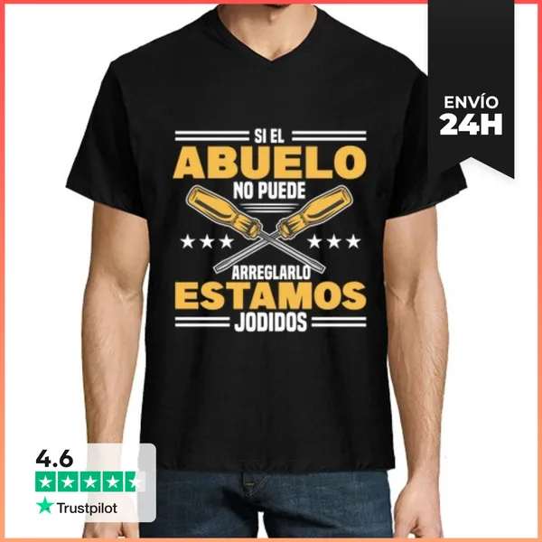 Camiseta Hombre, Cuello Pico Si El Abuelo No Puede Arreglarlo
