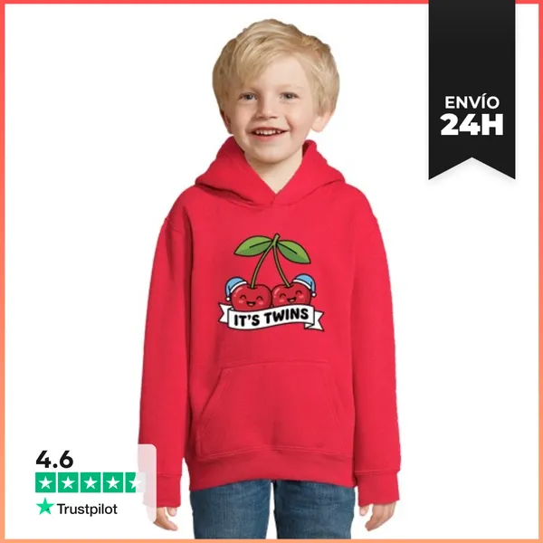 Sudadera Para Niños Con Capucha Gemelos De Cereza Anuncian