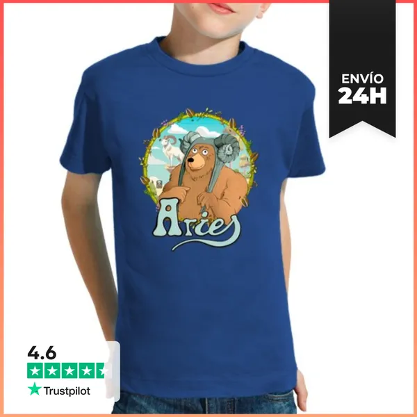 Camiseta Clásica Para Niños Oso Aries Color LaTostadora