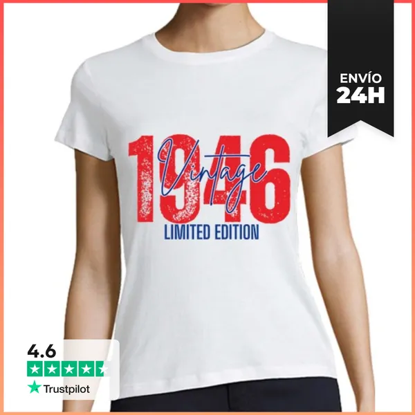 Camiseta Mujer Clásica Nacidos En 1946 Edición Limitada Vintage