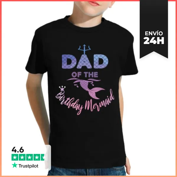 Camiseta Clásica Para Niños Papá De La Sirena De Cumpleaños