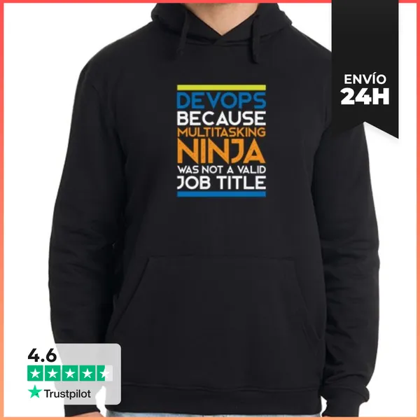 Sudadera Unisex Con Capucha Devops Ninja White LaTostadora
