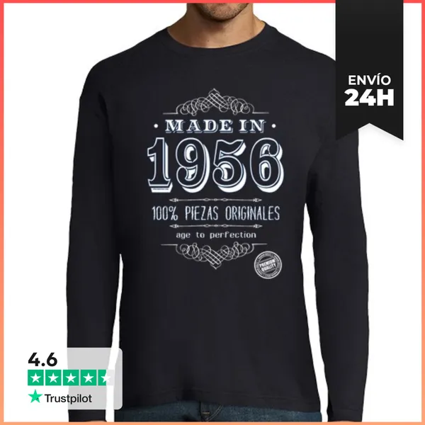 Camiseta Hombre Manga Larga Made In 1956 LaTostadora