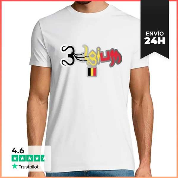 Camiseta Hombre Clásica Belgium Belgica Camiseta Bandera