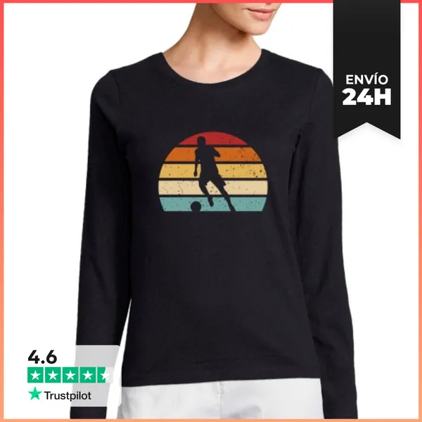 Camiseta Mujer Manga Larga Fútbol Vintage Al Atardecer
