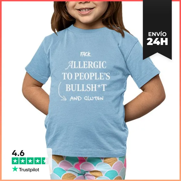 Camiseta Clásica Para Niños Allergic To Gluten Camiseta Azul Niño