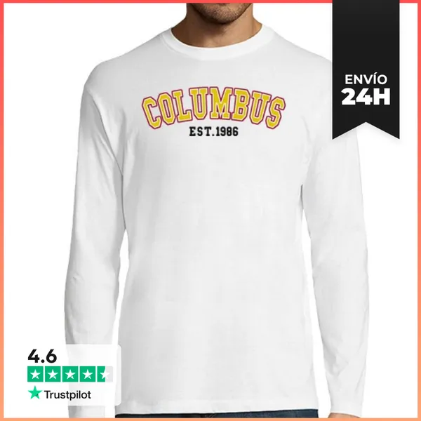 Camiseta Hombre Manga Larga Columbus Est 1986 LaTostadora