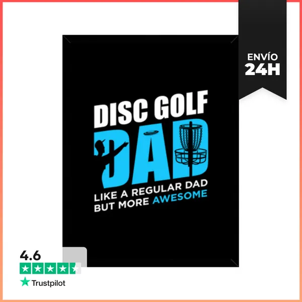 Cuadro Con Marco Vertical Disco De Golf Vintage Divertido Jugando
