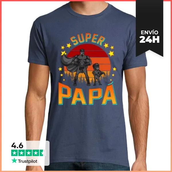 Camiseta Hombre Clásica Super Papá Padre E Hijo Regalo Día Del