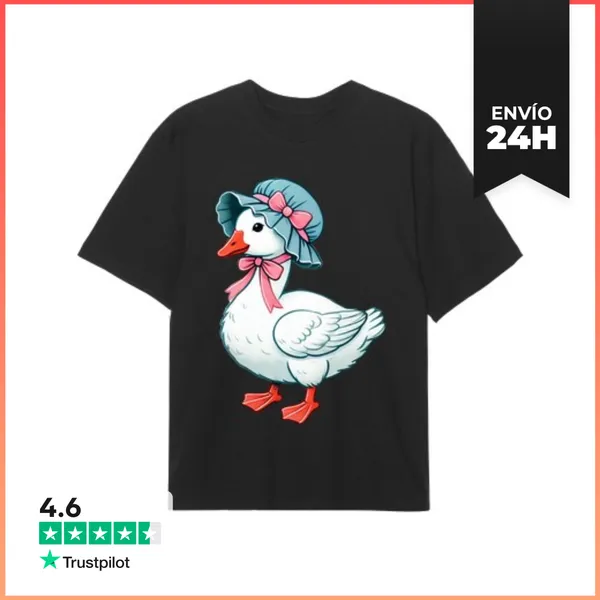 Camiseta Oversize Ganso Con Capota Muy Elegante Cinta Rosa Grande