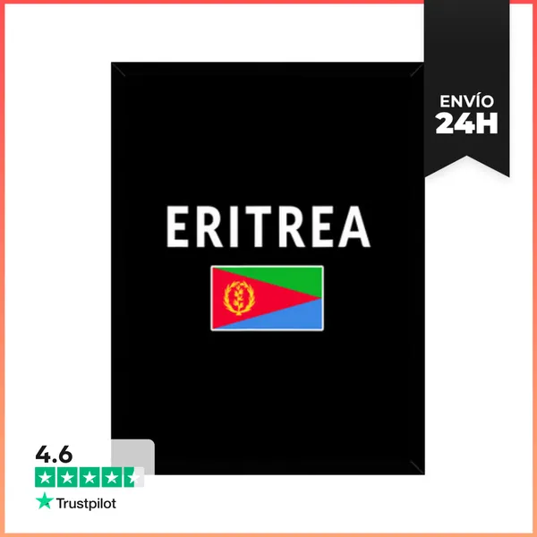Cuadro Con Marco Vertical Camiseta Eritreana Bandera Souvenir