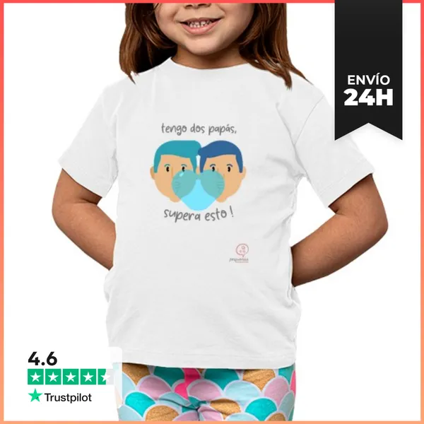 Camiseta Clásica Para Niños Tengo 2 Papás - Unisex, Manga Corta,