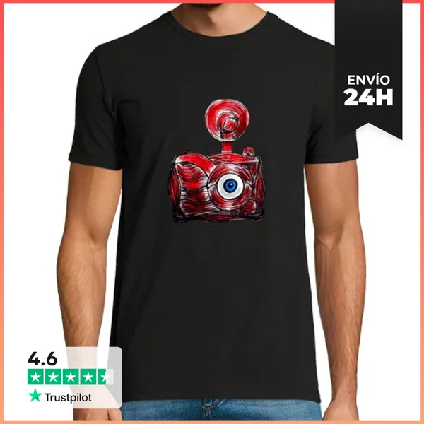 Camiseta Hombre Clásica Cámara Fotográfica Humana LaTostadora