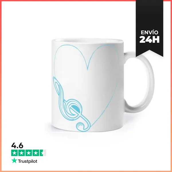 Taza Amor Love Música Clave De Sol En Azul LaTostadora