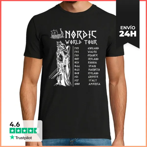 Camiseta Hombre Clásica Camiseta Vikinga Marineros Nórdicos Cam