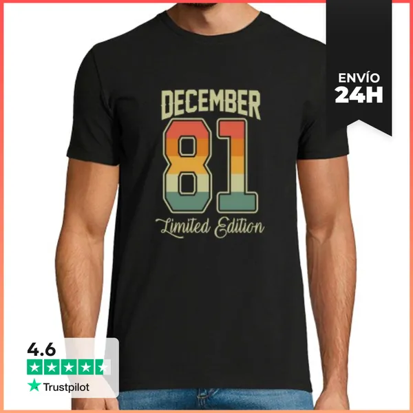 Camiseta Hombre Clásica Diciembre 1981 Regalo Deportivo