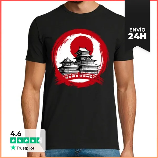 Camiseta Hombre Clásica Circulo Rojo Templo LaTostadora
