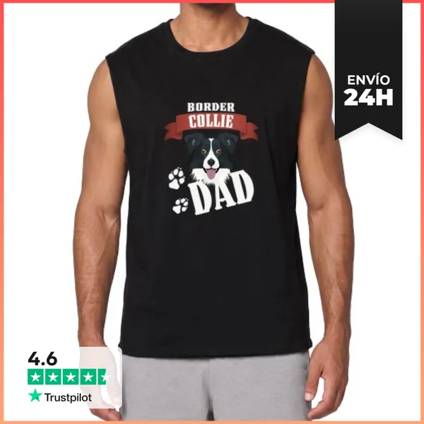 Camiseta Sin Mangas Border Collie Papá Perro Papá LaTostadora
