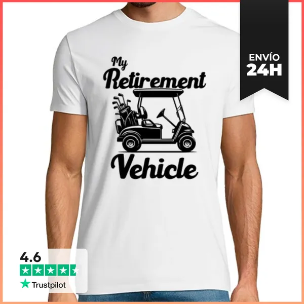 Camiseta Hombre Clásica Mi Vehículo De Jubilación Carro De Golf
